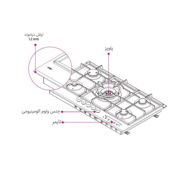 گاز رومیزی و صفحه ای کن مدل IGT502